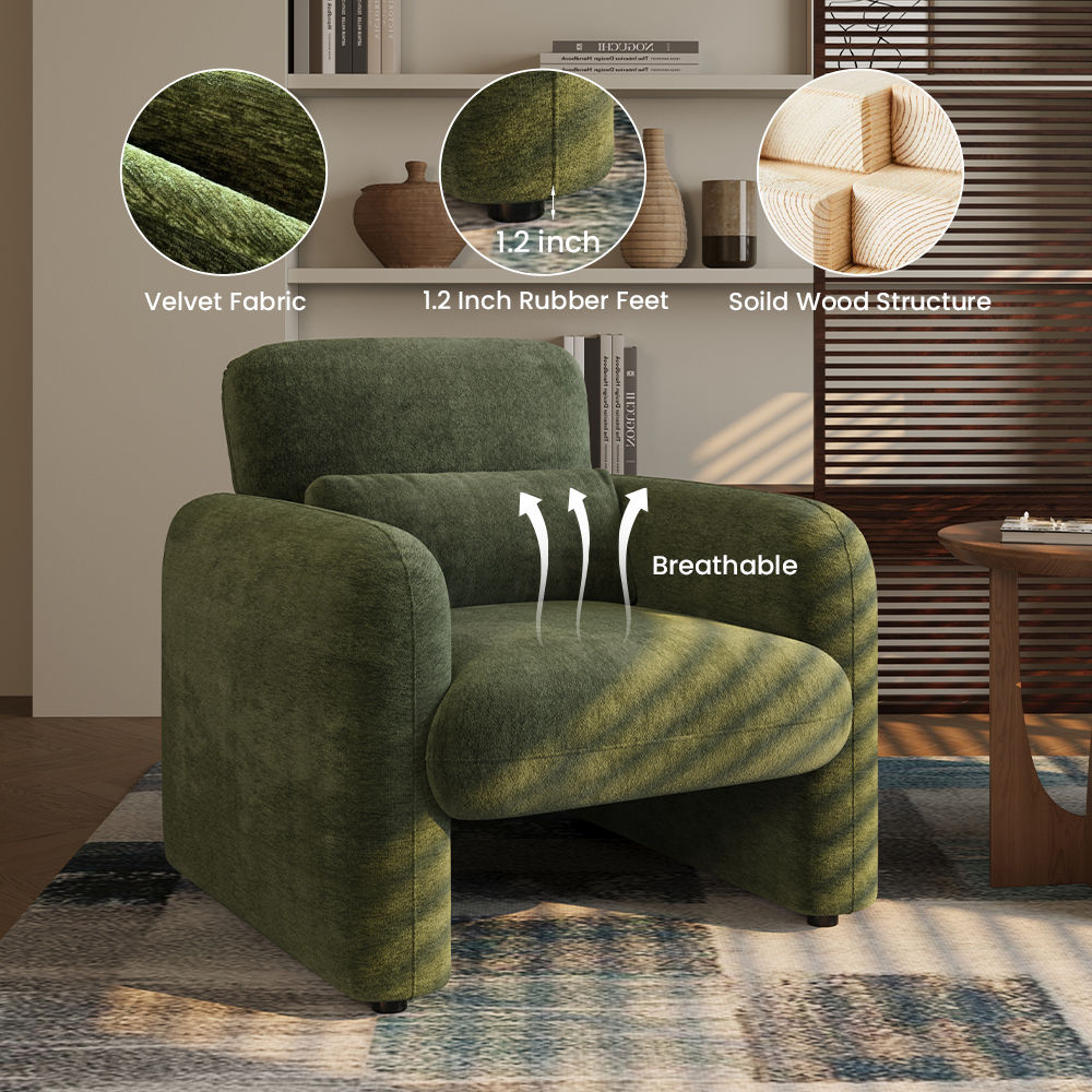 Chenille Green Chenille Accent Chairs