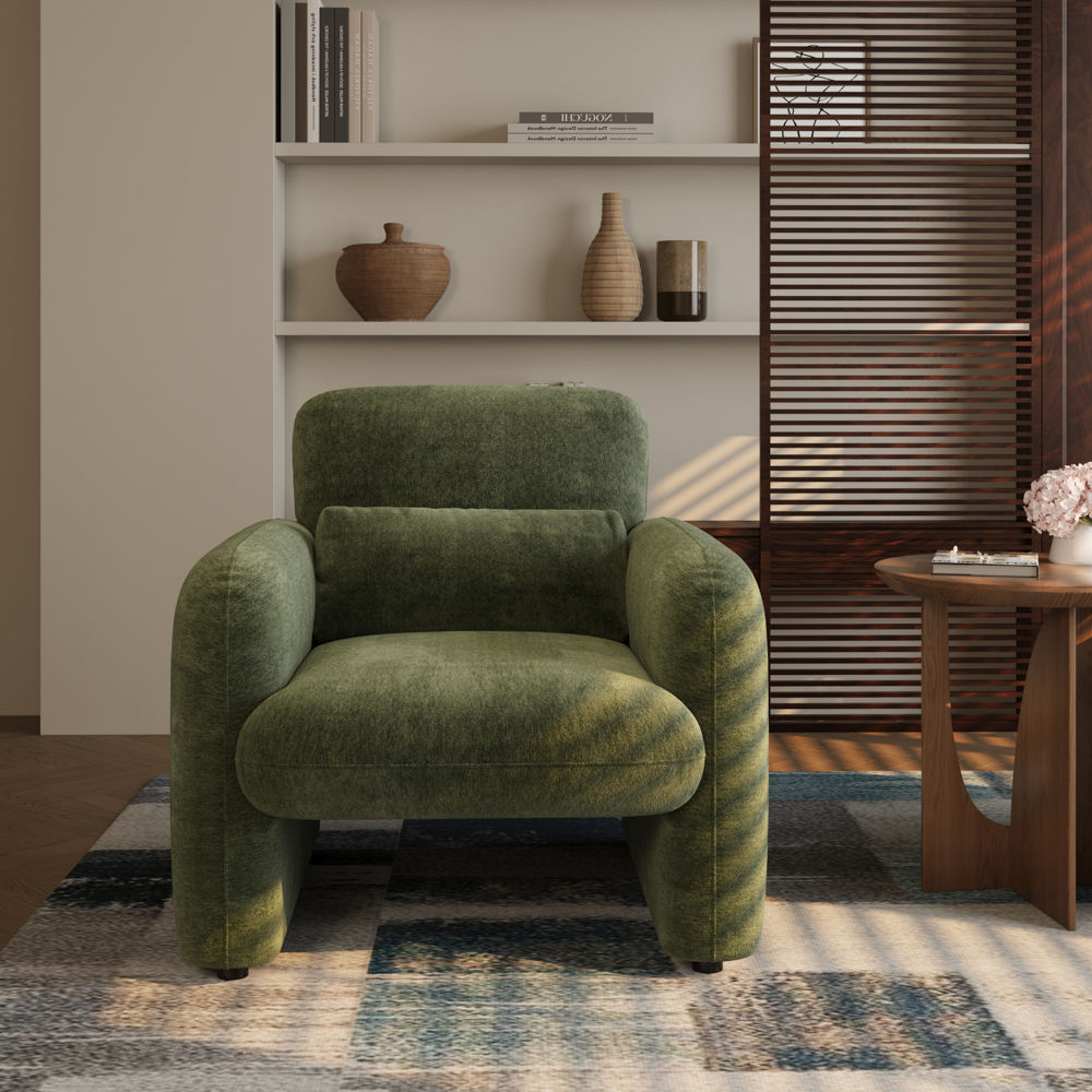 Modern Green Chenille Accent Chairs