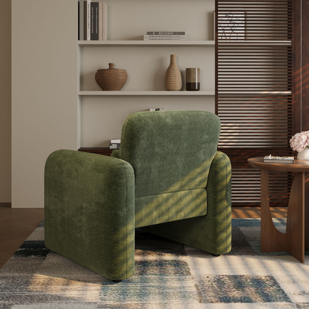 Comfortable Green Chenille Accent Chairs