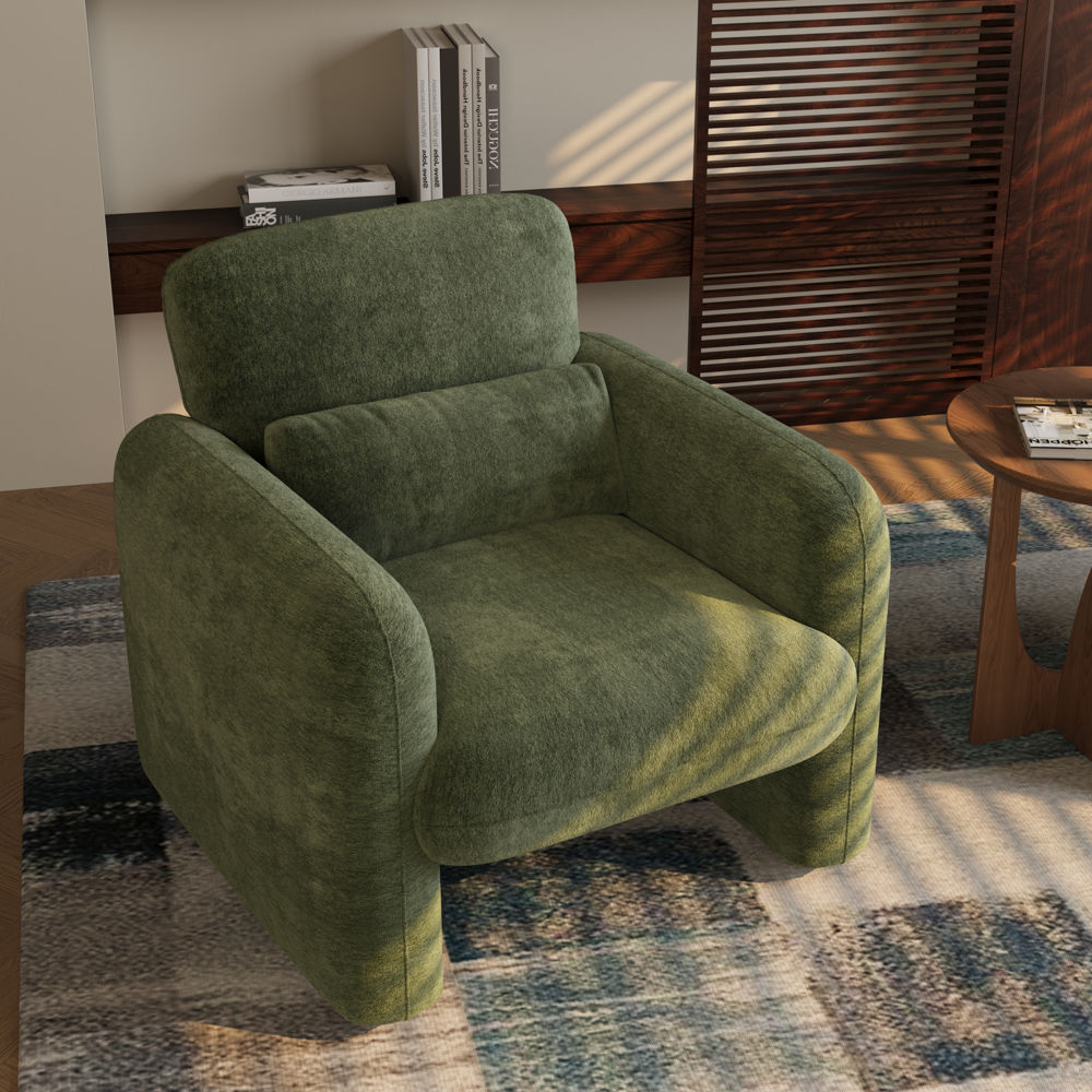 Modern Green Chenille Accent Chairs
