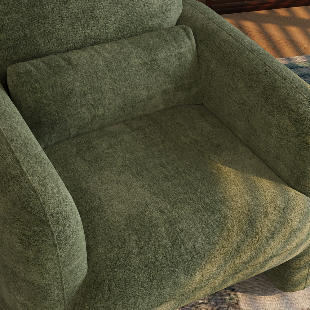 Comfortable Green Chenille Accent Chairs
