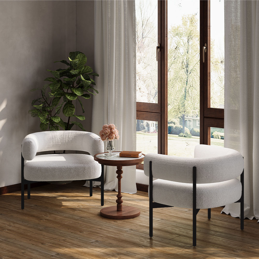 Sponge Beige Lamb Fleece Accent Chairs