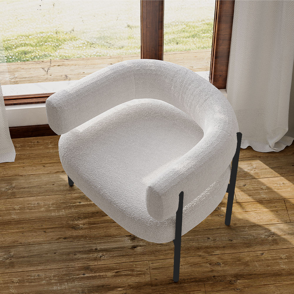 Accent Chair Beige Lamb Fleece Accent Chairs