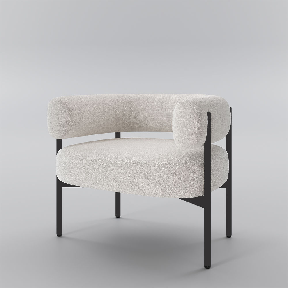Metal Leg Beige Lamb Fleece Accent Chairs