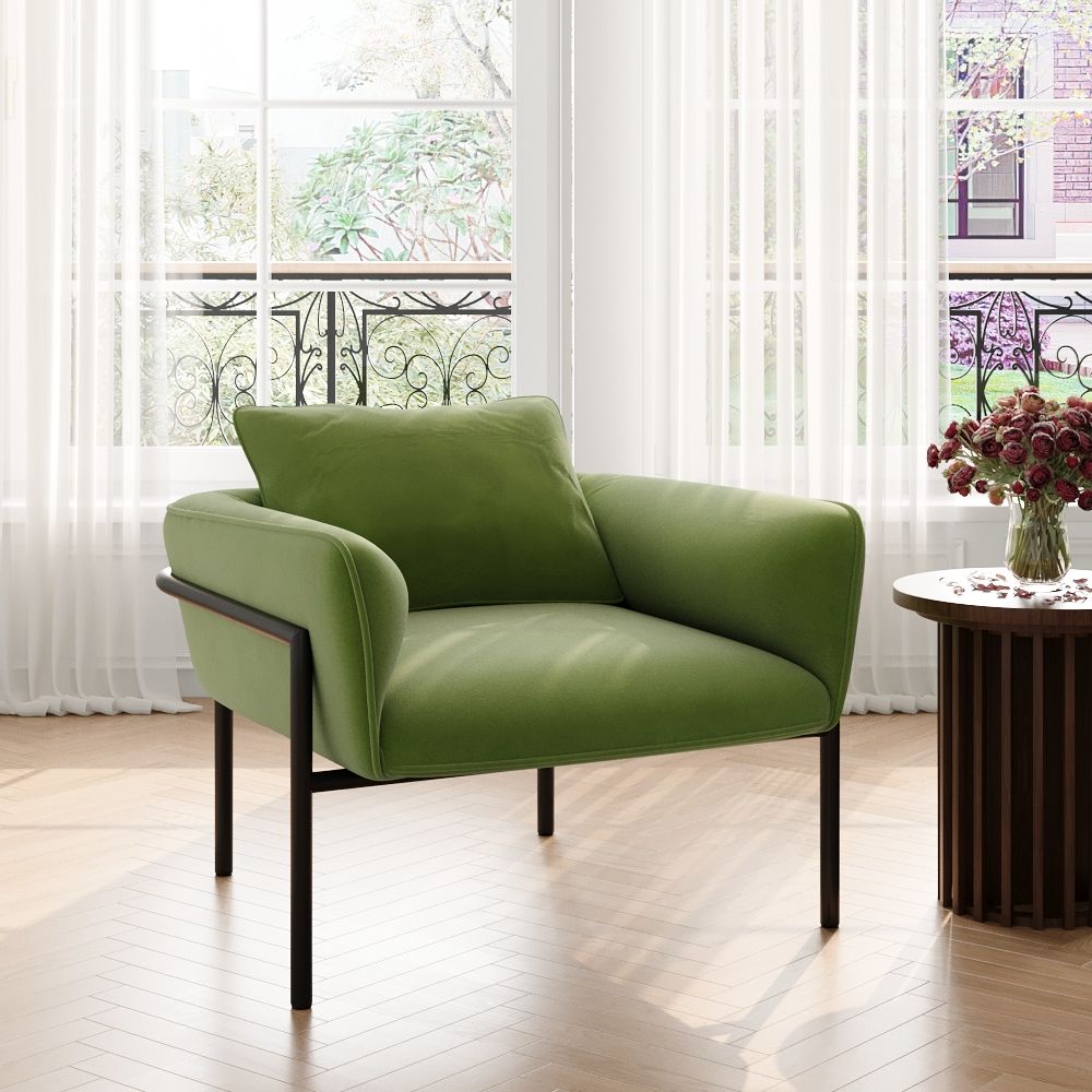 Modern Green Fabric Accent Chairs