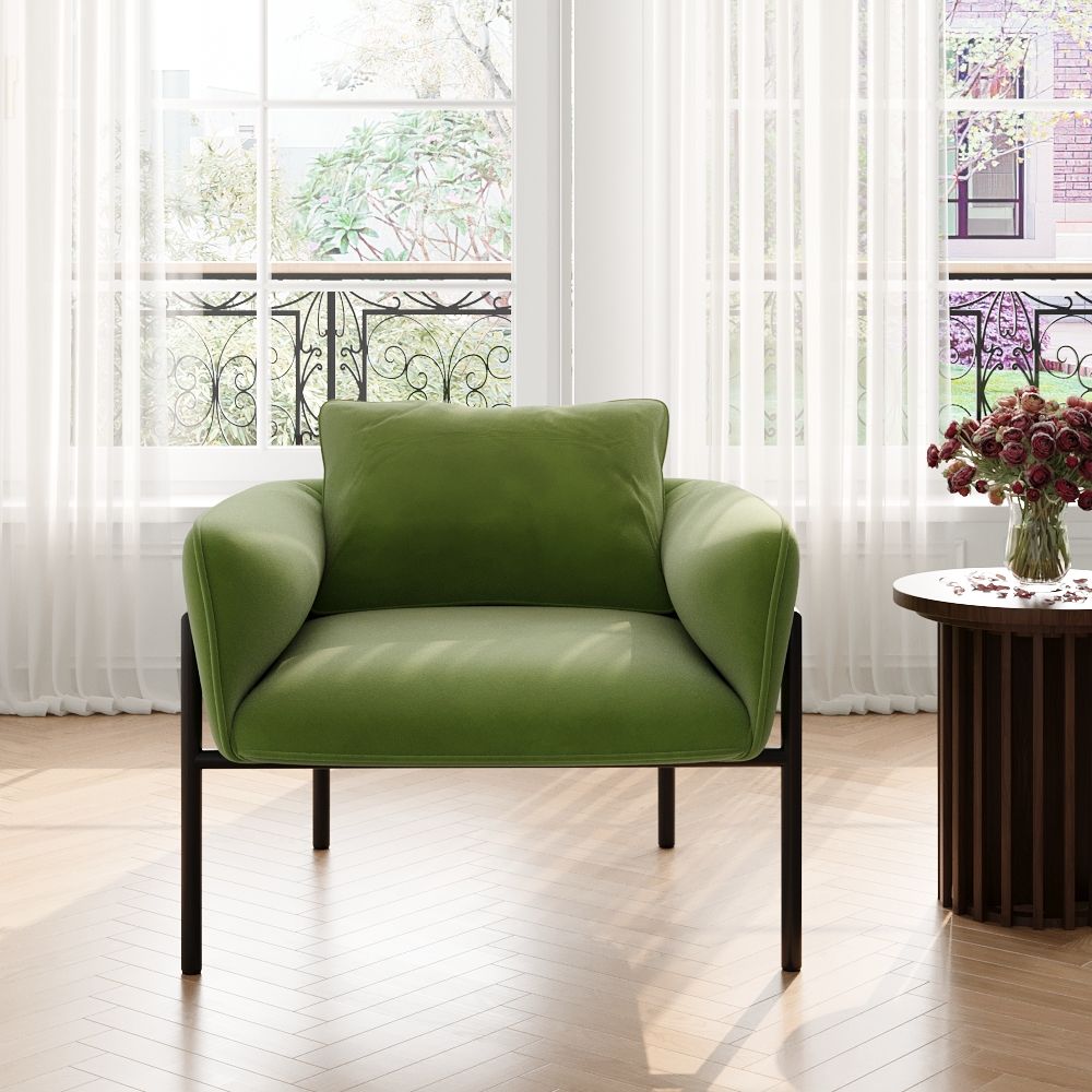 Carbon Steel Green Fabric Accent Chairs