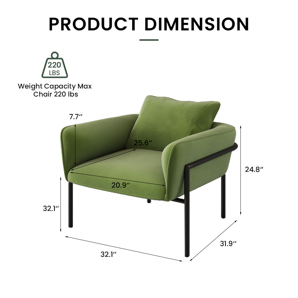 Bedroom Green Fabric Accent Chairs