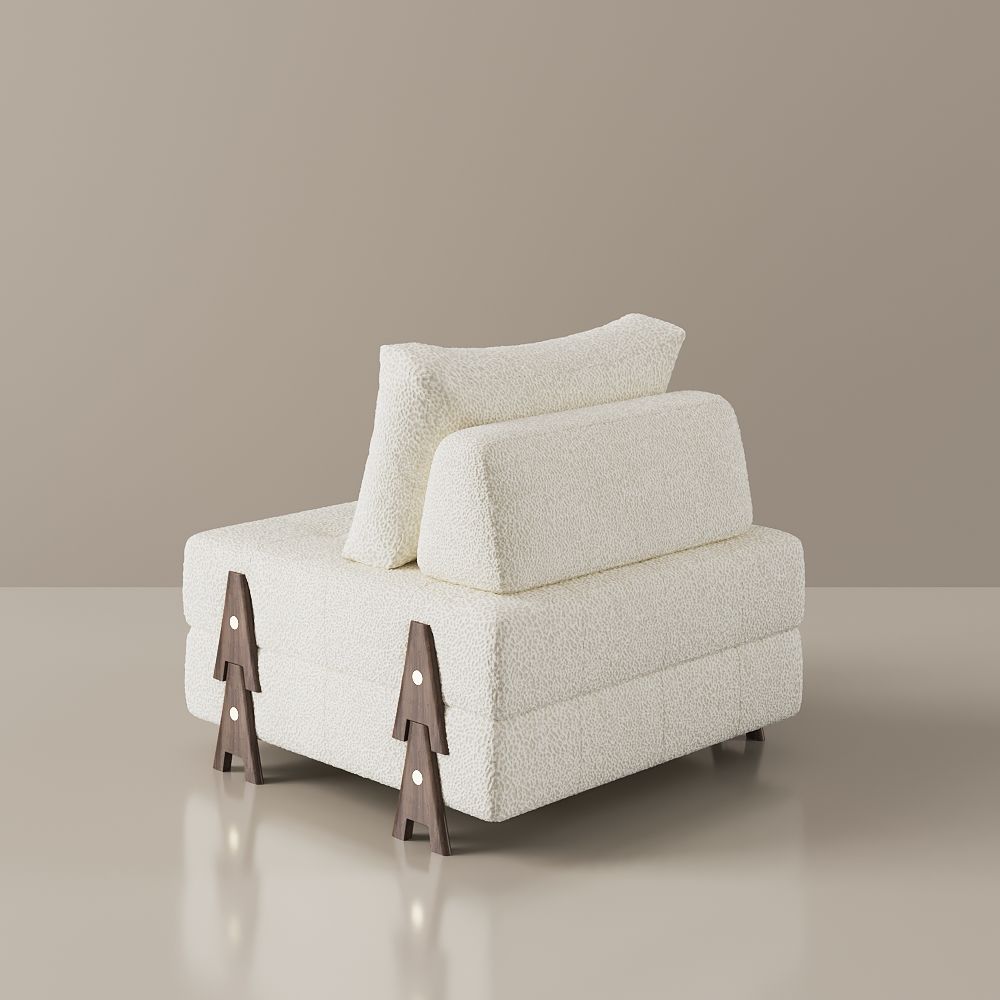 Soft Walnut & White Fabric Accent Chairs