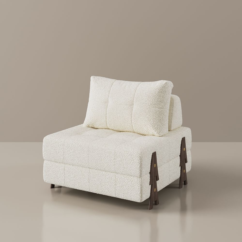 Folding Walnut & White Fabric Accent Chairs