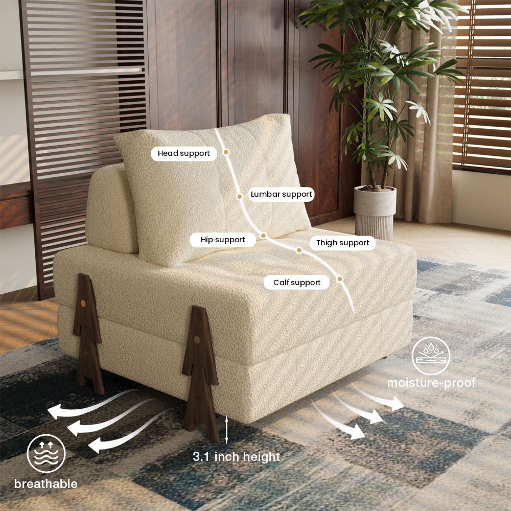Apartment Walnut & White Fabric Accent Chairs