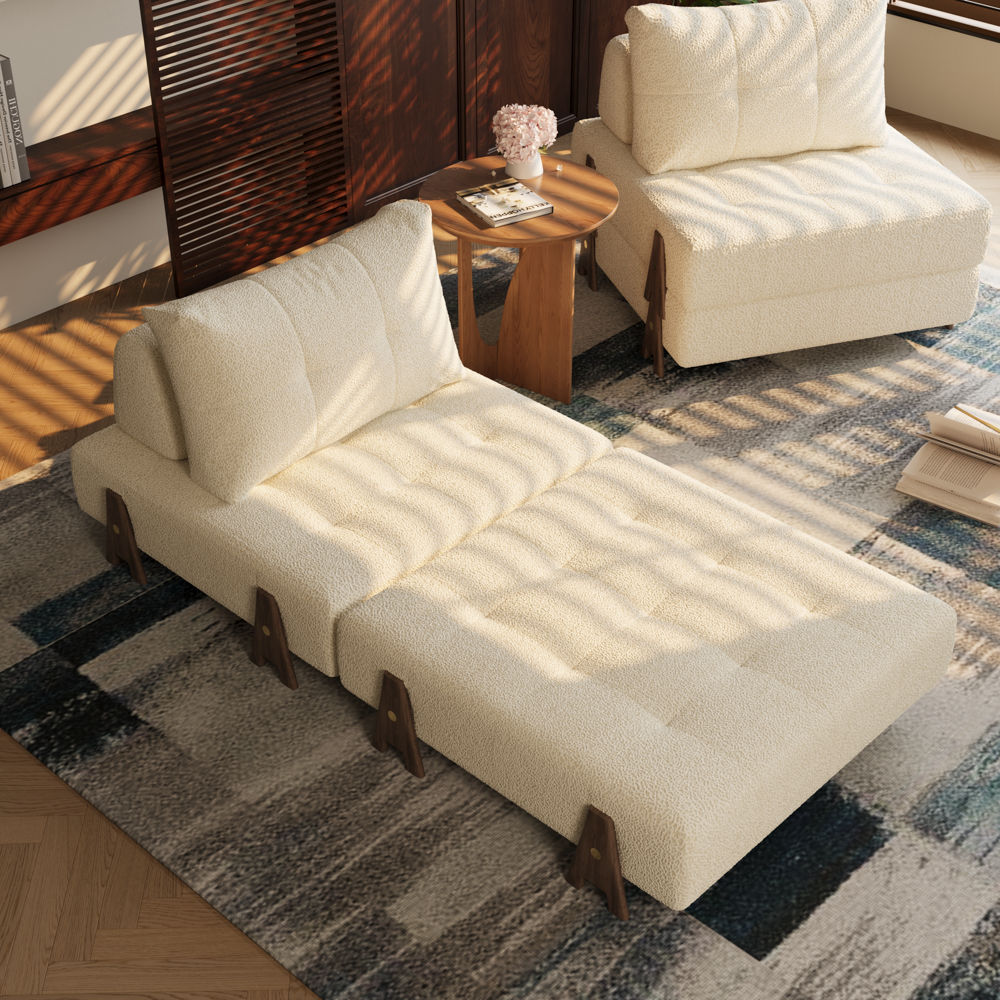 Fabric Walnut & White Fabric Accent Chairs