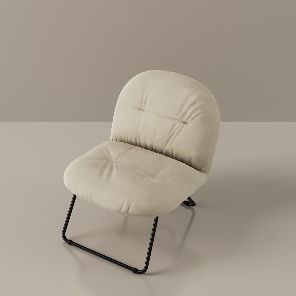 Sponge Beige Velvet Accent Chairs