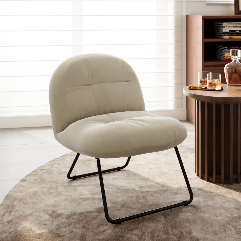 Green Beige Velvet Accent Chairs