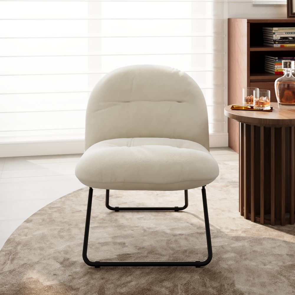 Adjustable Height Beige Velvet Accent Chairs