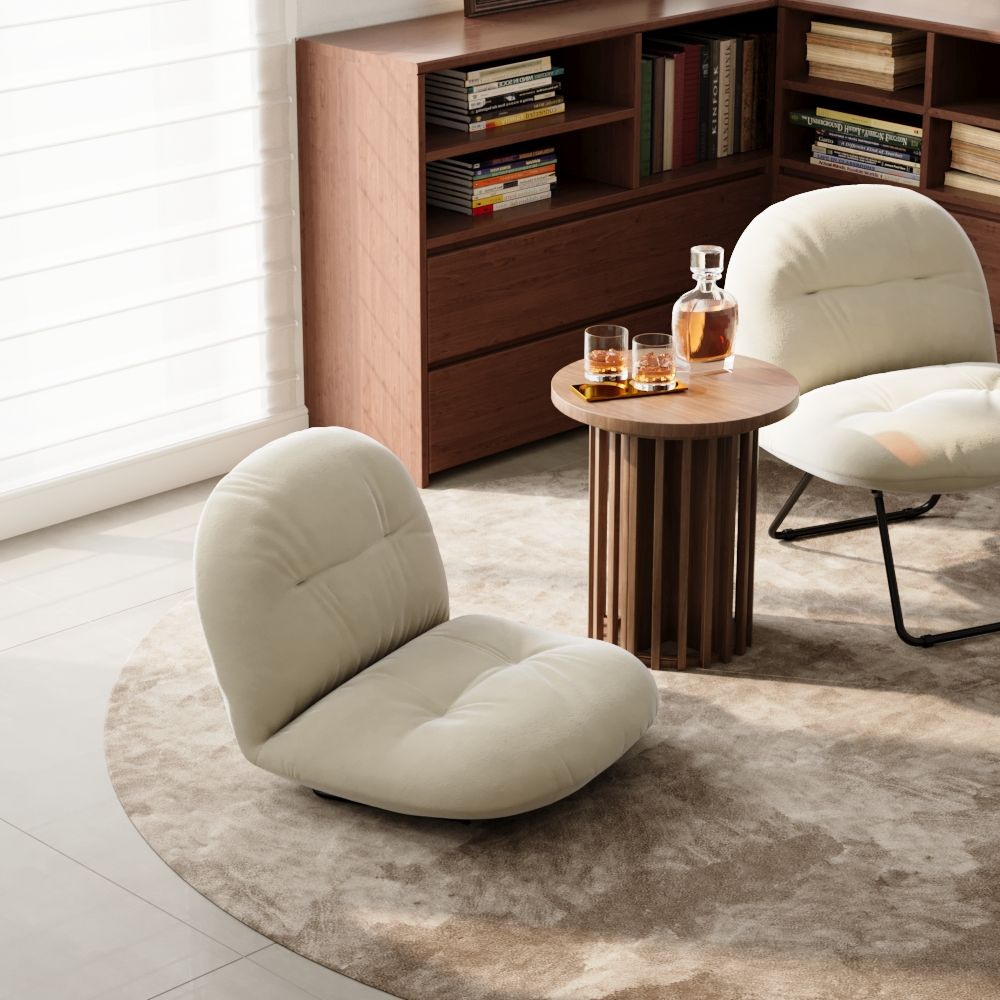 Comfortable Beige Velvet Accent Chairs