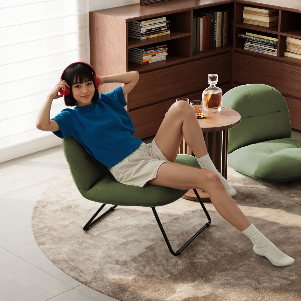 Adjustable Height Green Velvet Accent Chairs