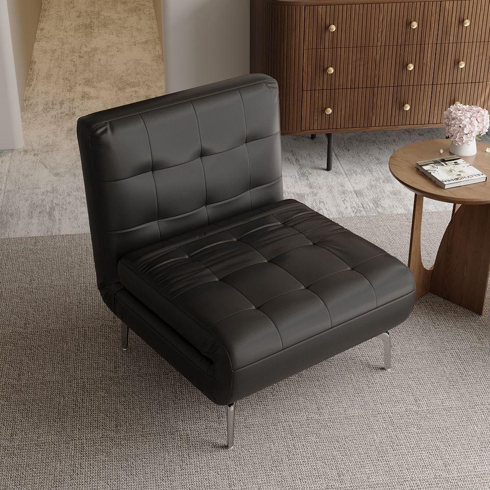 Sleeper Black PU Leather Accent Chairs