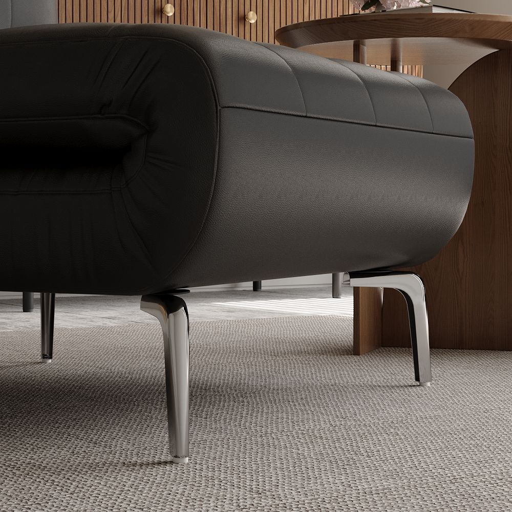Cotton Doll Black PU Leather Accent Chairs