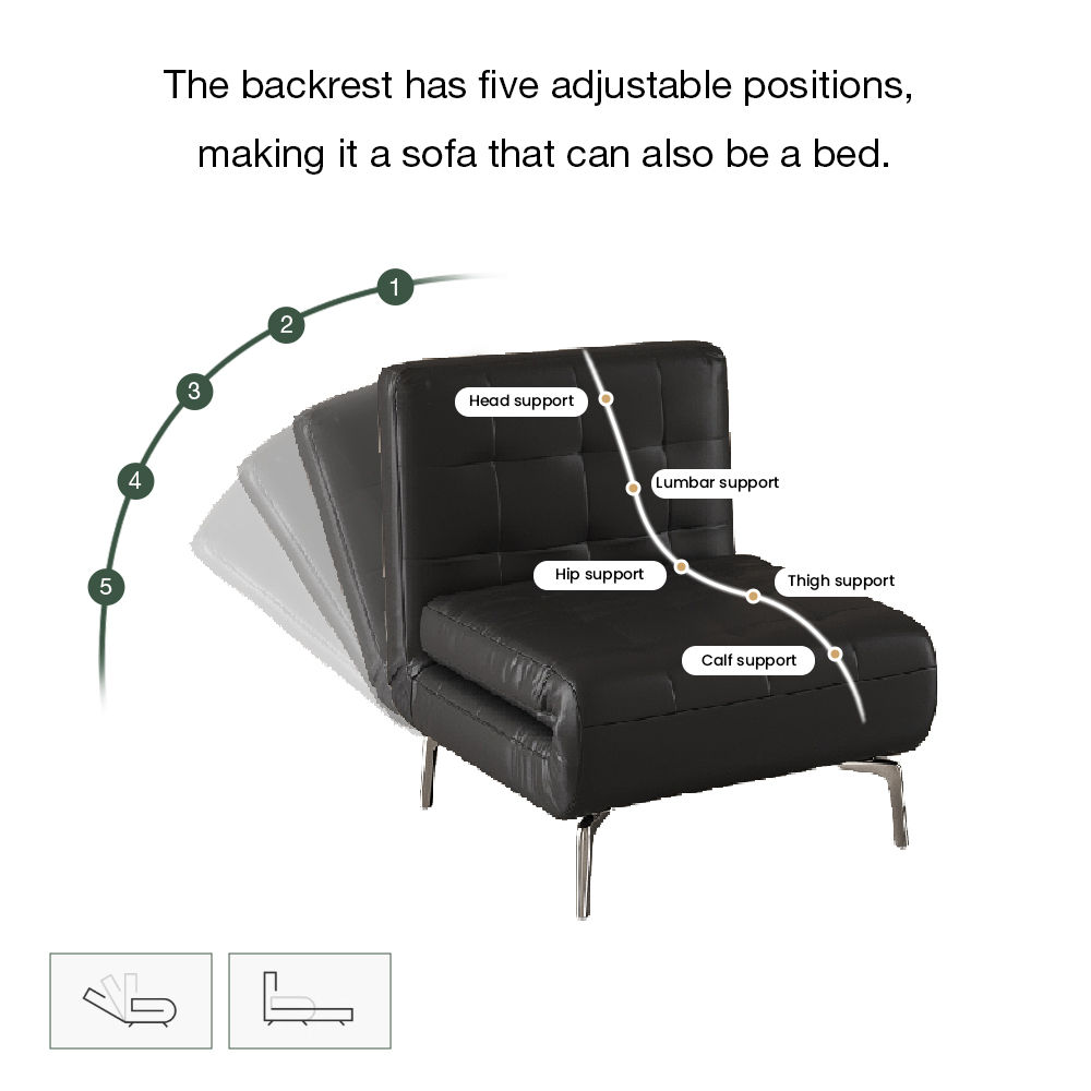 Black Black PU Leather Accent Chairs
