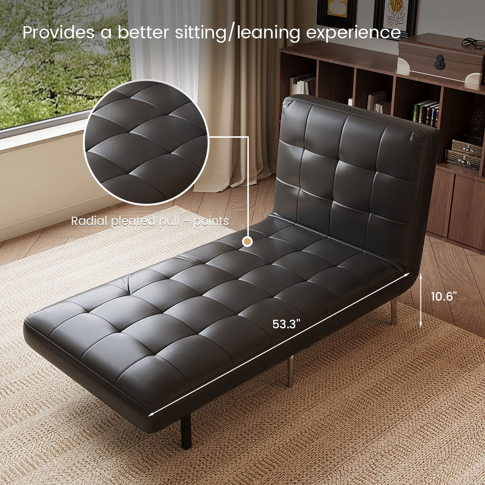 Folding Black PU Leather Accent Chairs