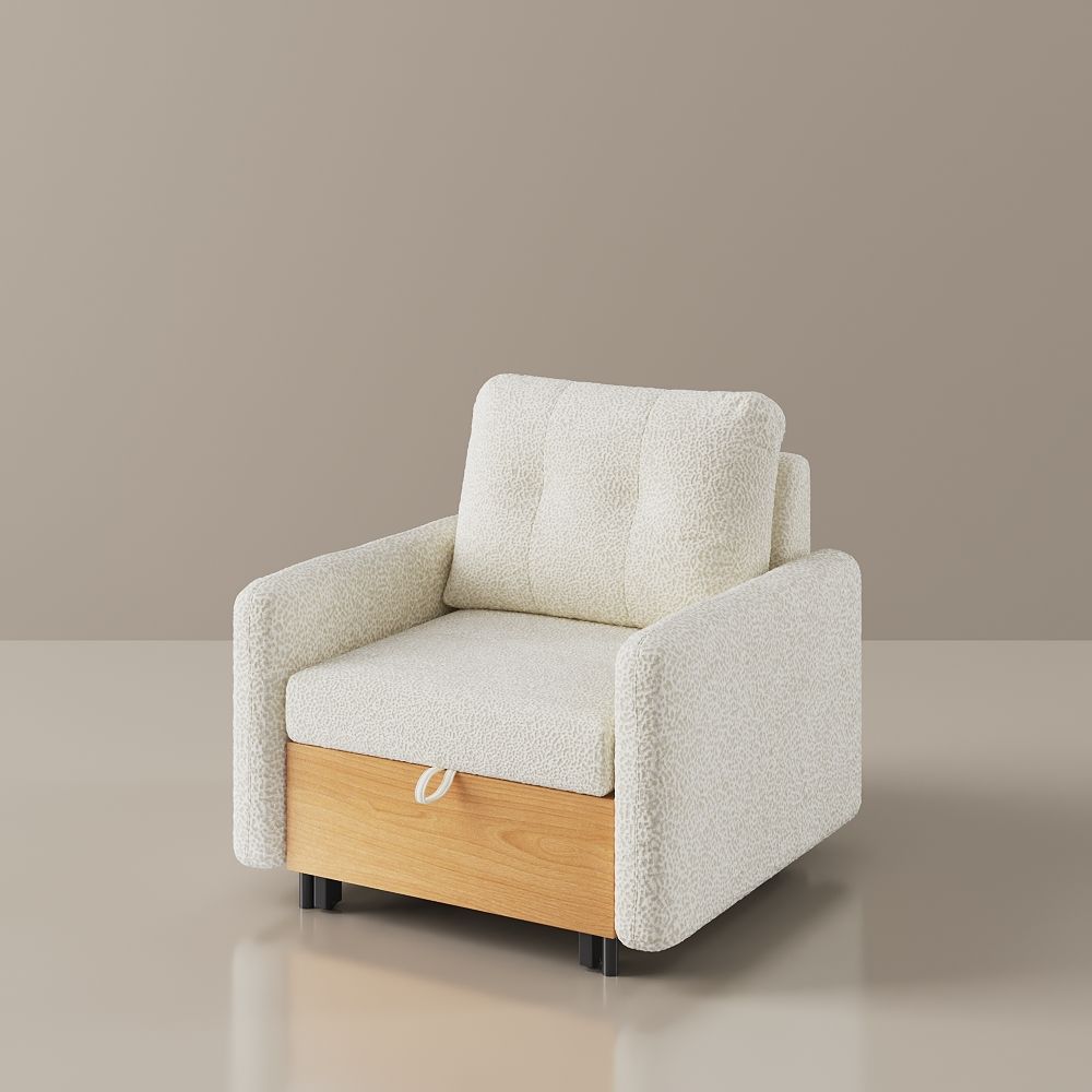 Bedroom White & Wood Chenille Accent Chairs