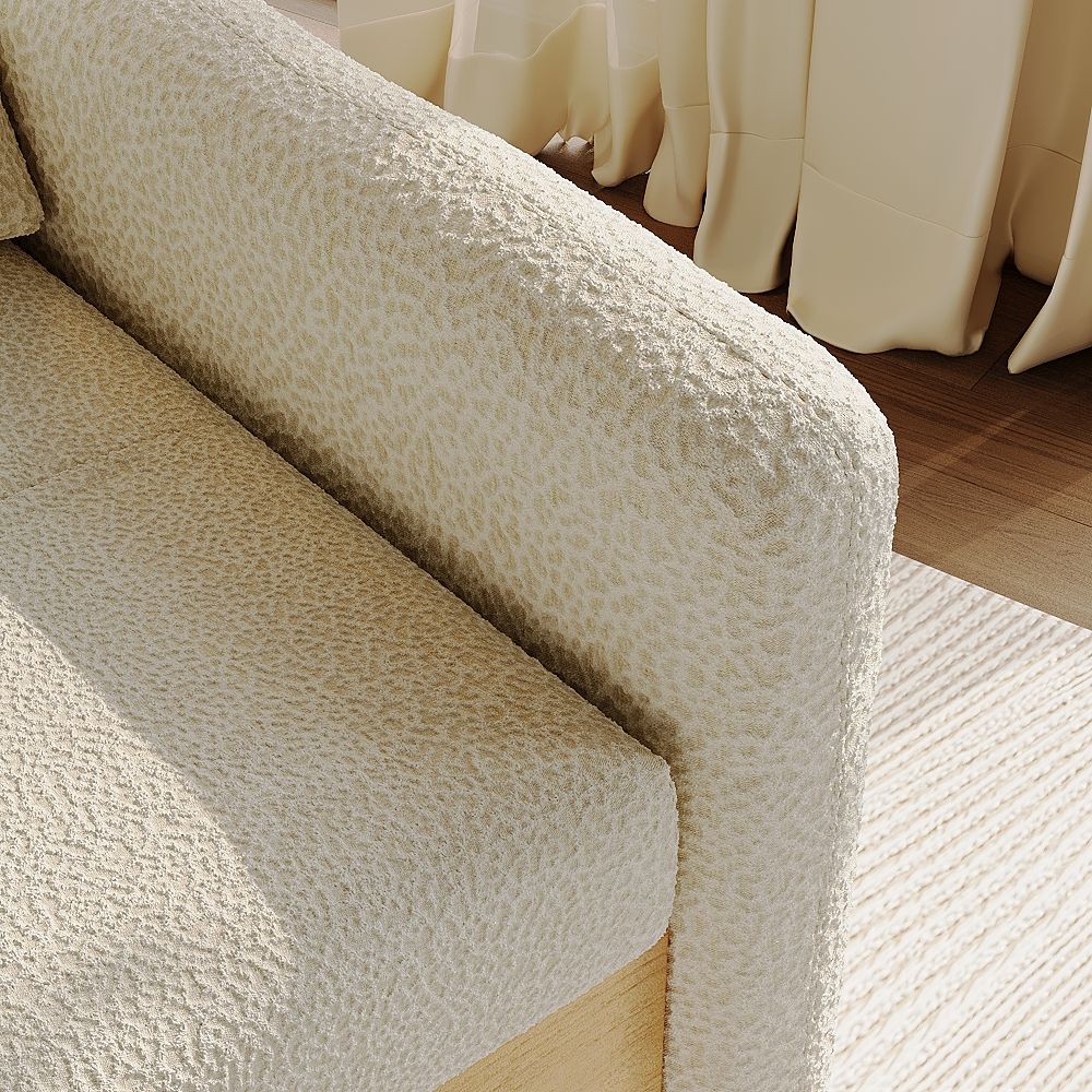 Accent Chair White & Wood Chenille Accent Chairs
