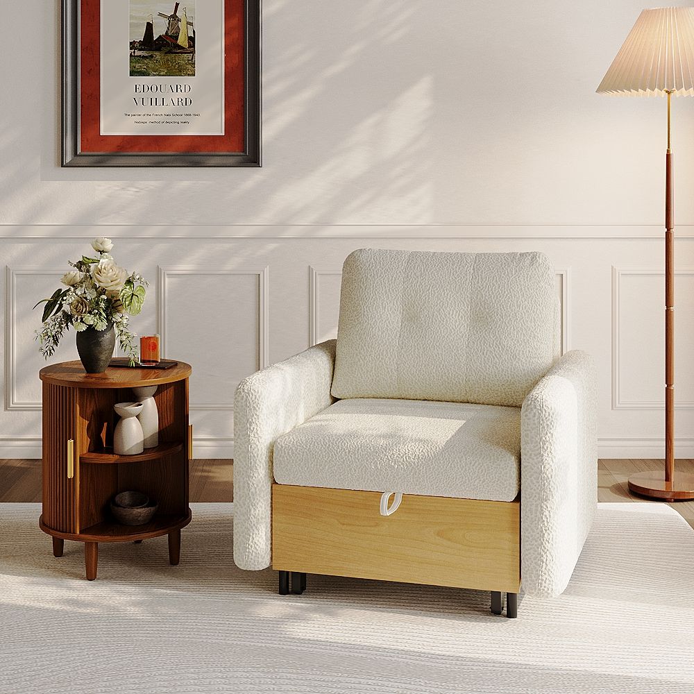 Sleeper White & Wood Chenille Accent Chairs