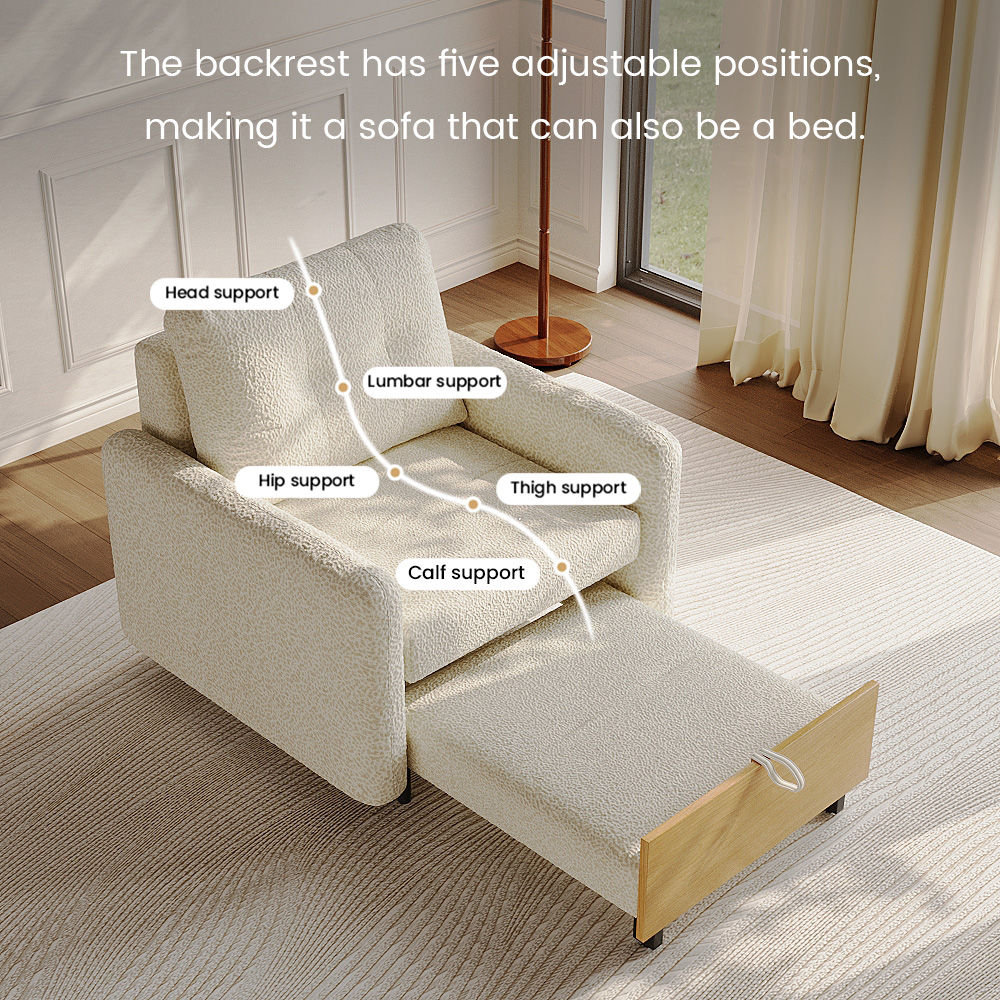 Folding White & Wood Chenille Accent Chairs