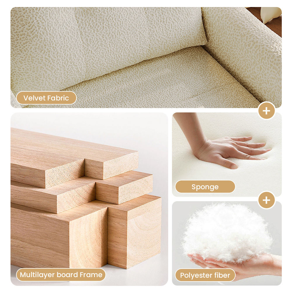Wood Leg White & Wood Chenille Accent Chairs
