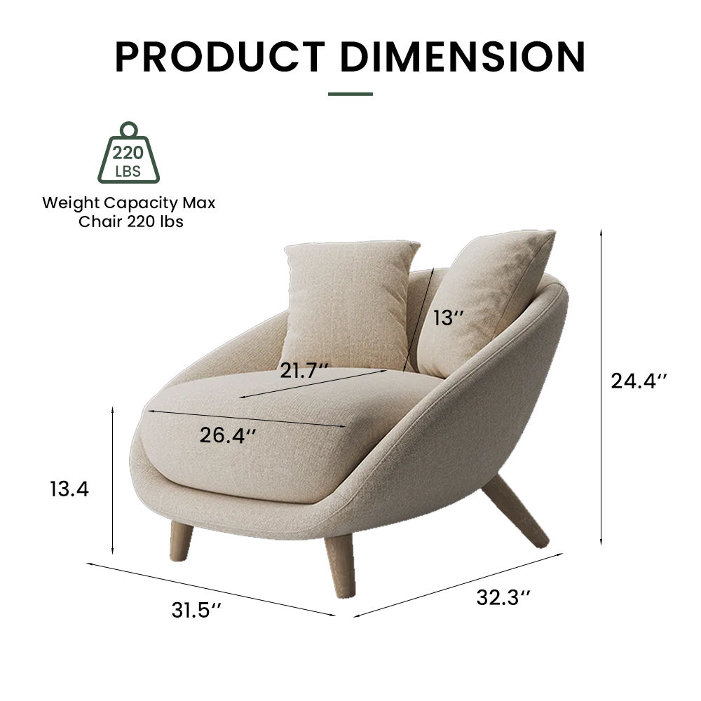 Beige Cotton Linen Accent Chairs