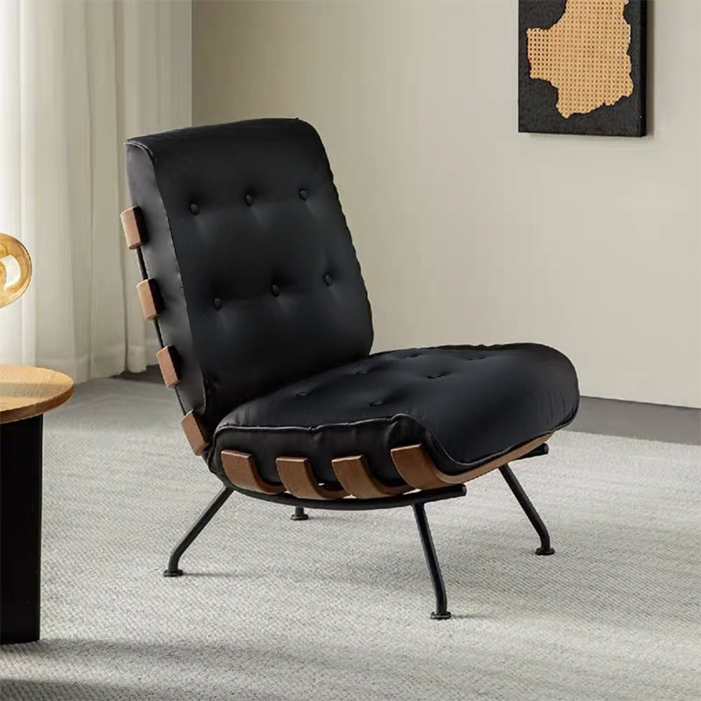 Partly Assemble Black Faux Leather Accent Chairs