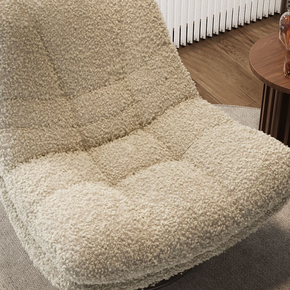 Bouclé Beige teddy fleece Accent Chairs