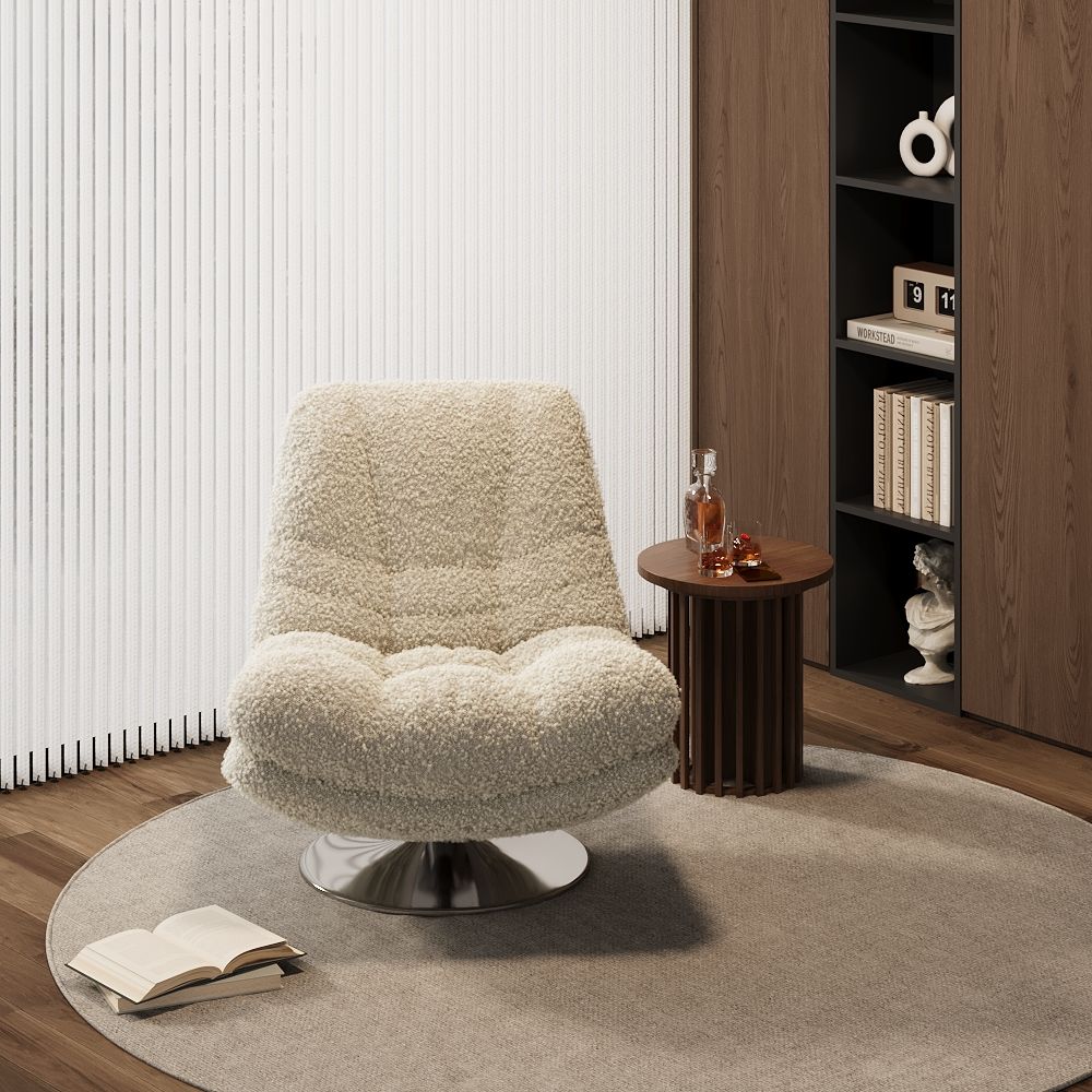 Beige Beige teddy fleece Accent Chairs
