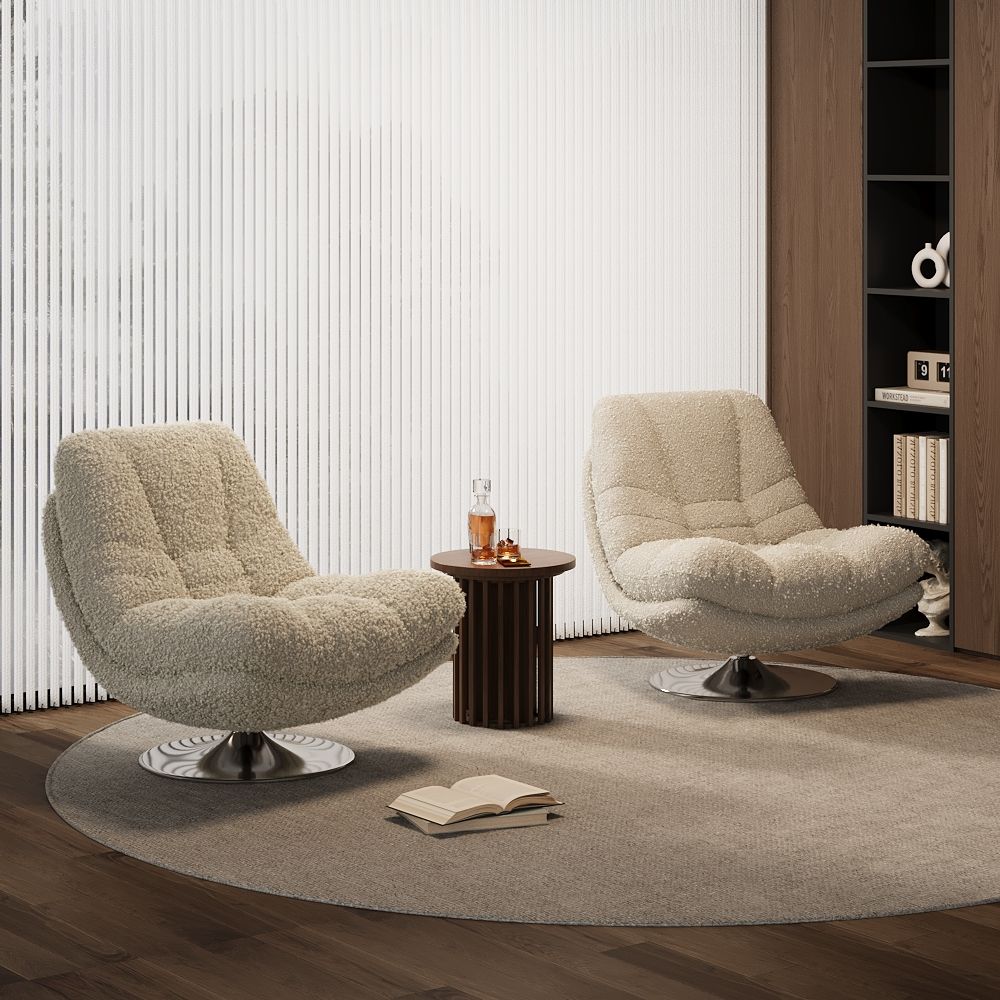 Apartment Beige teddy fleece Accent Chairs