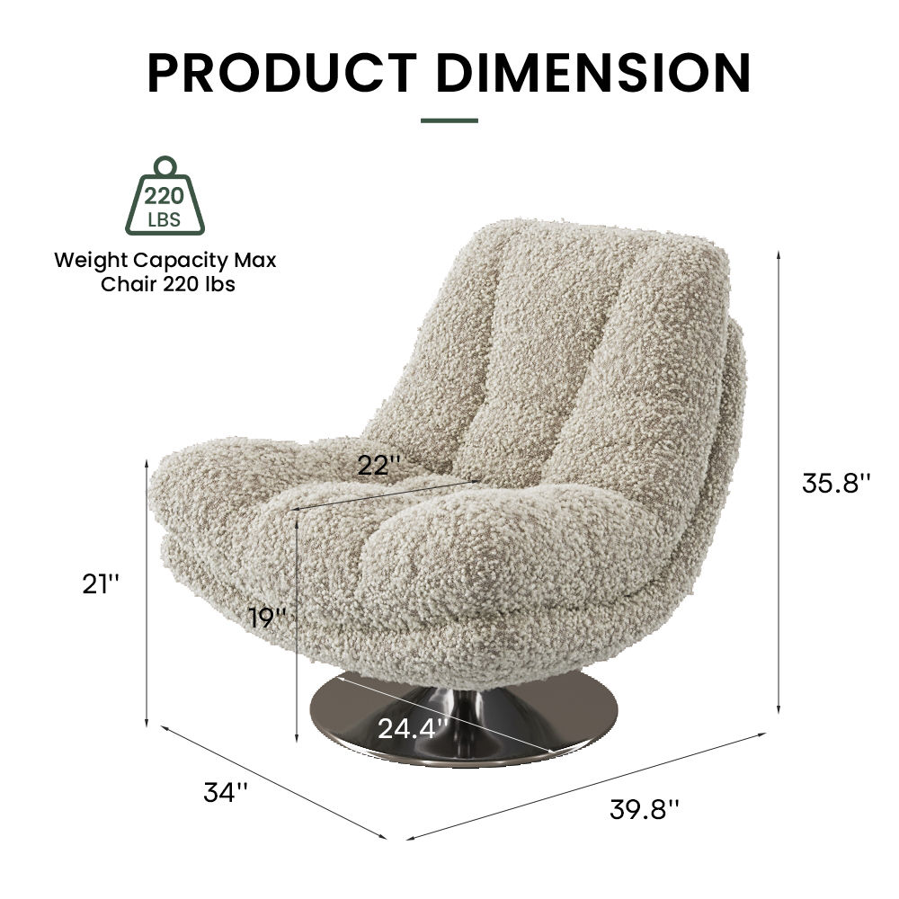 Modern Beige teddy fleece Accent Chairs