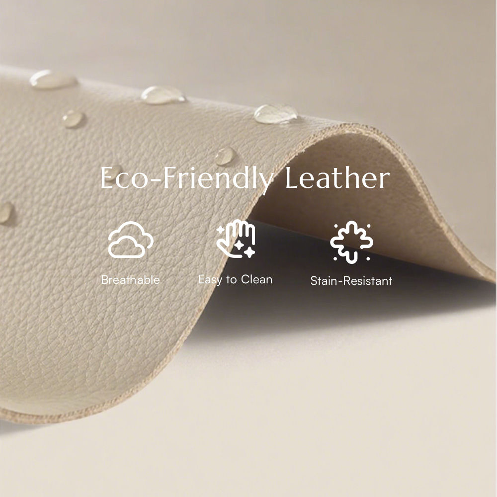 Beige Eco PU Leather Accent Chairs