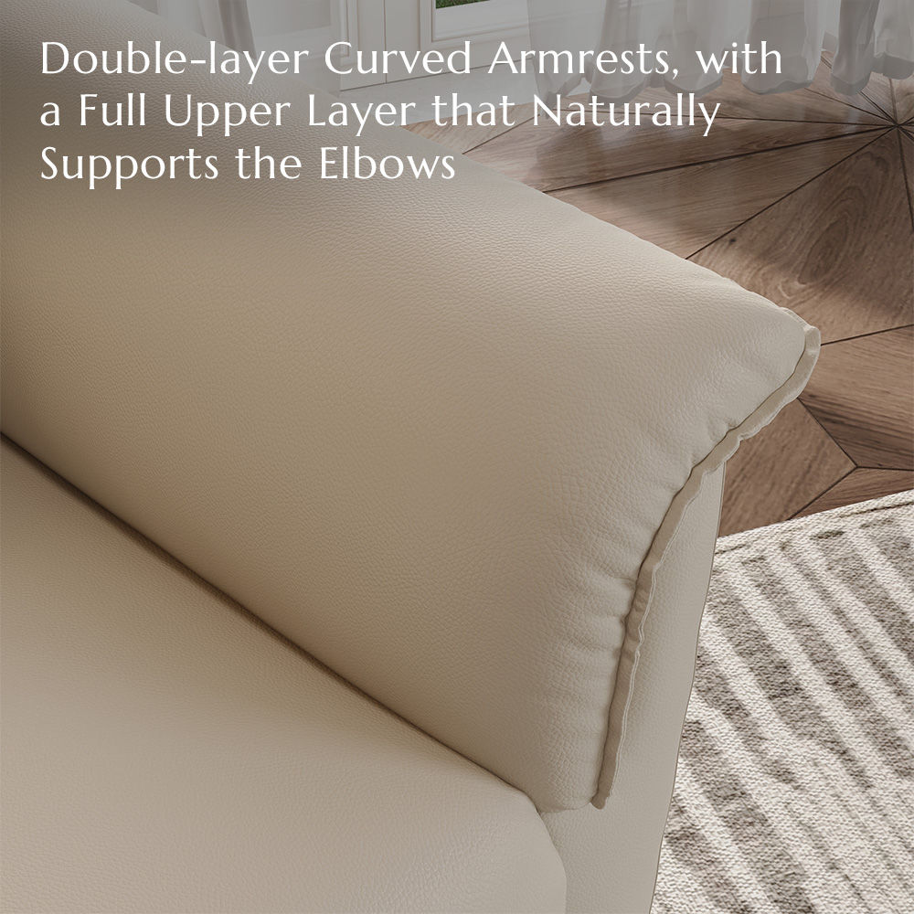 Beige Eco PU Leather Accent Chairs