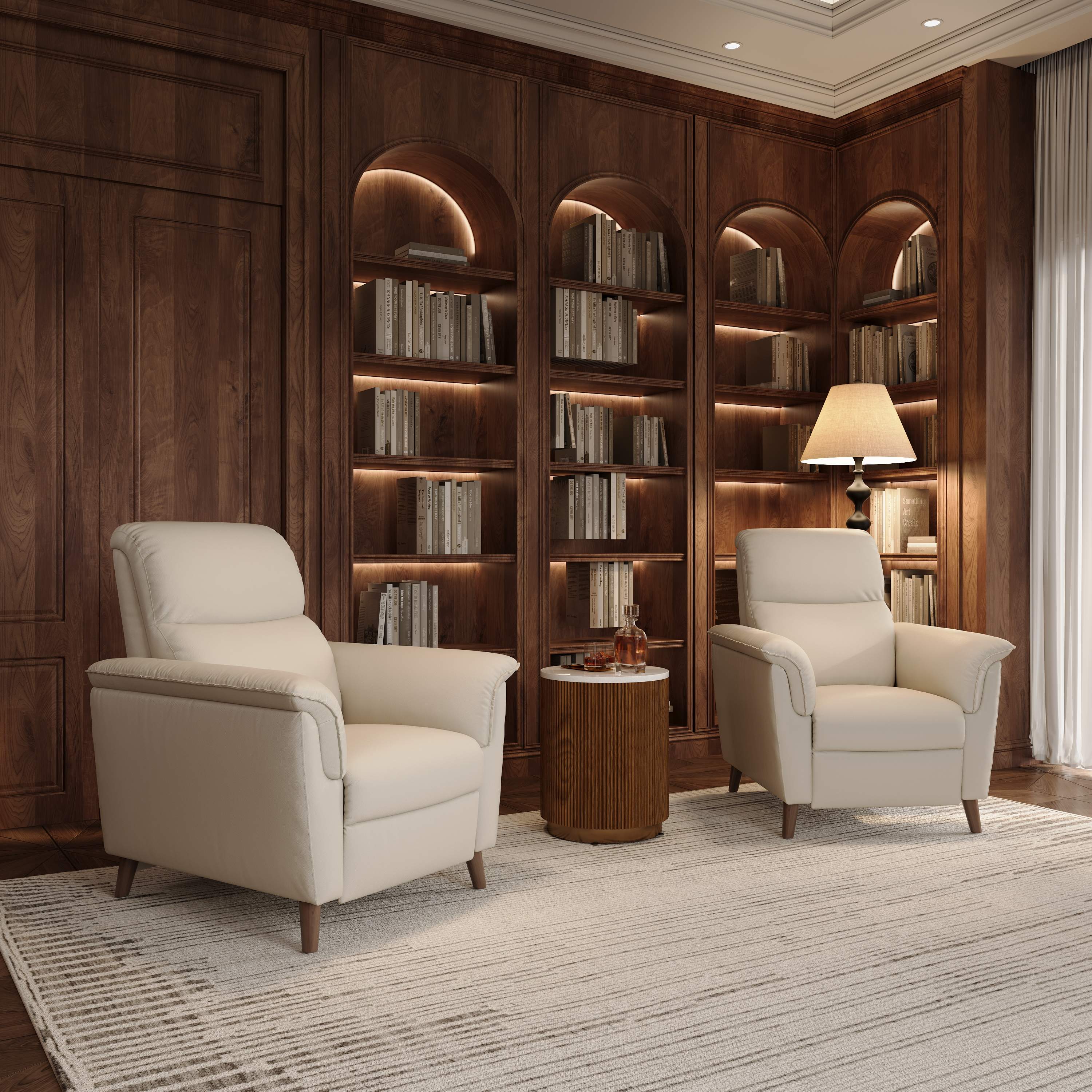 Beige Eco PU Leather Accent Chairs