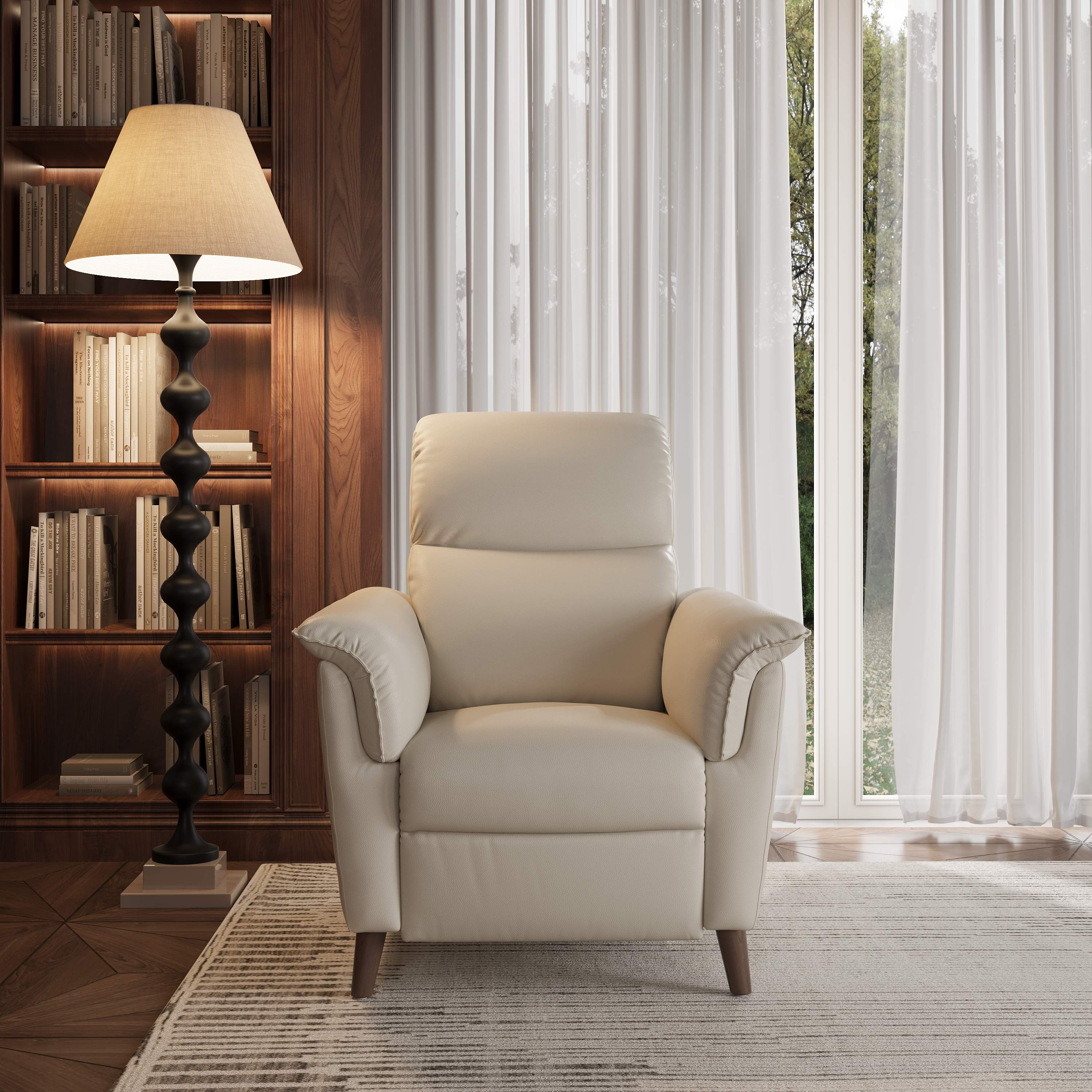 Beige Eco PU Leather Accent Chairs