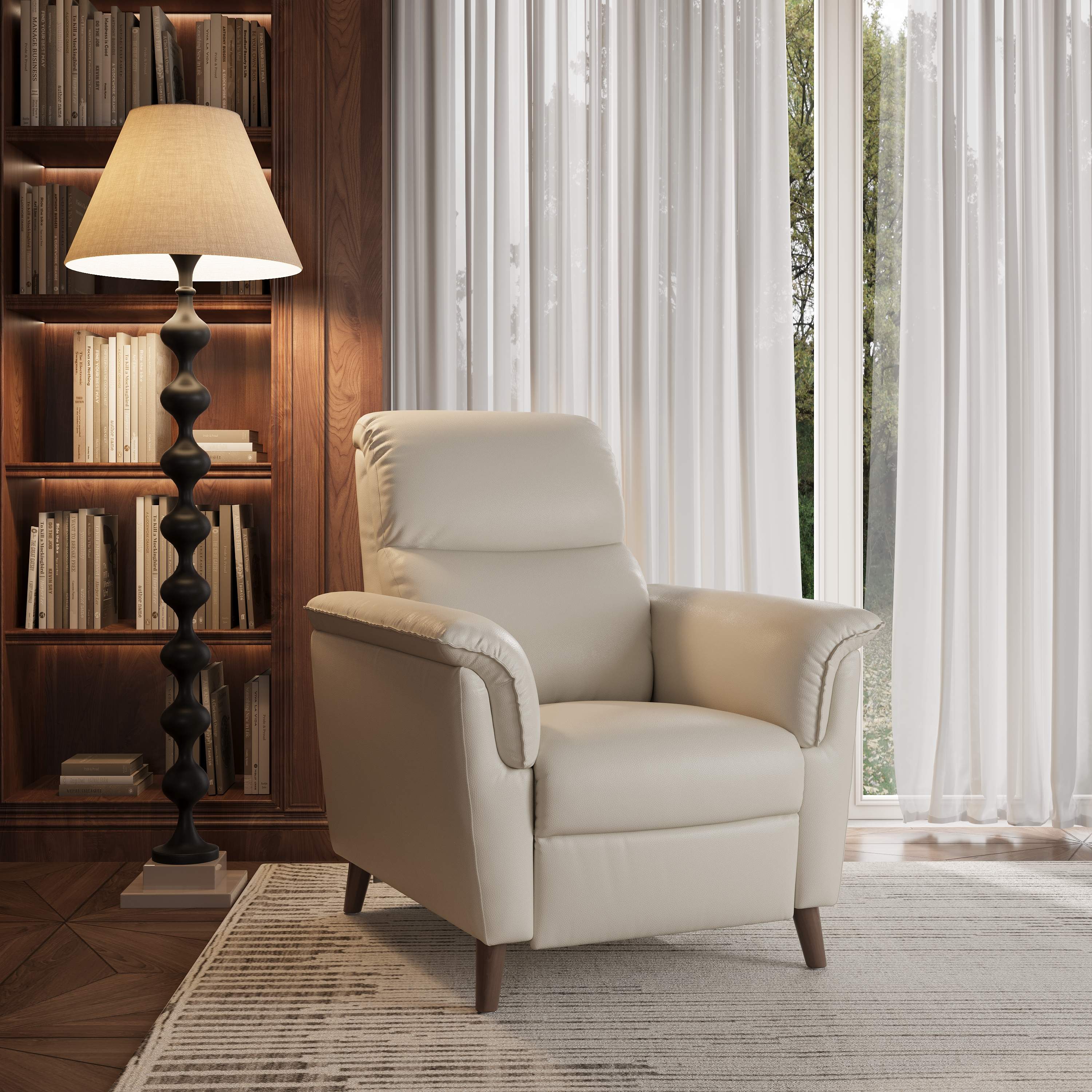Beige Eco PU Leather Accent Chairs