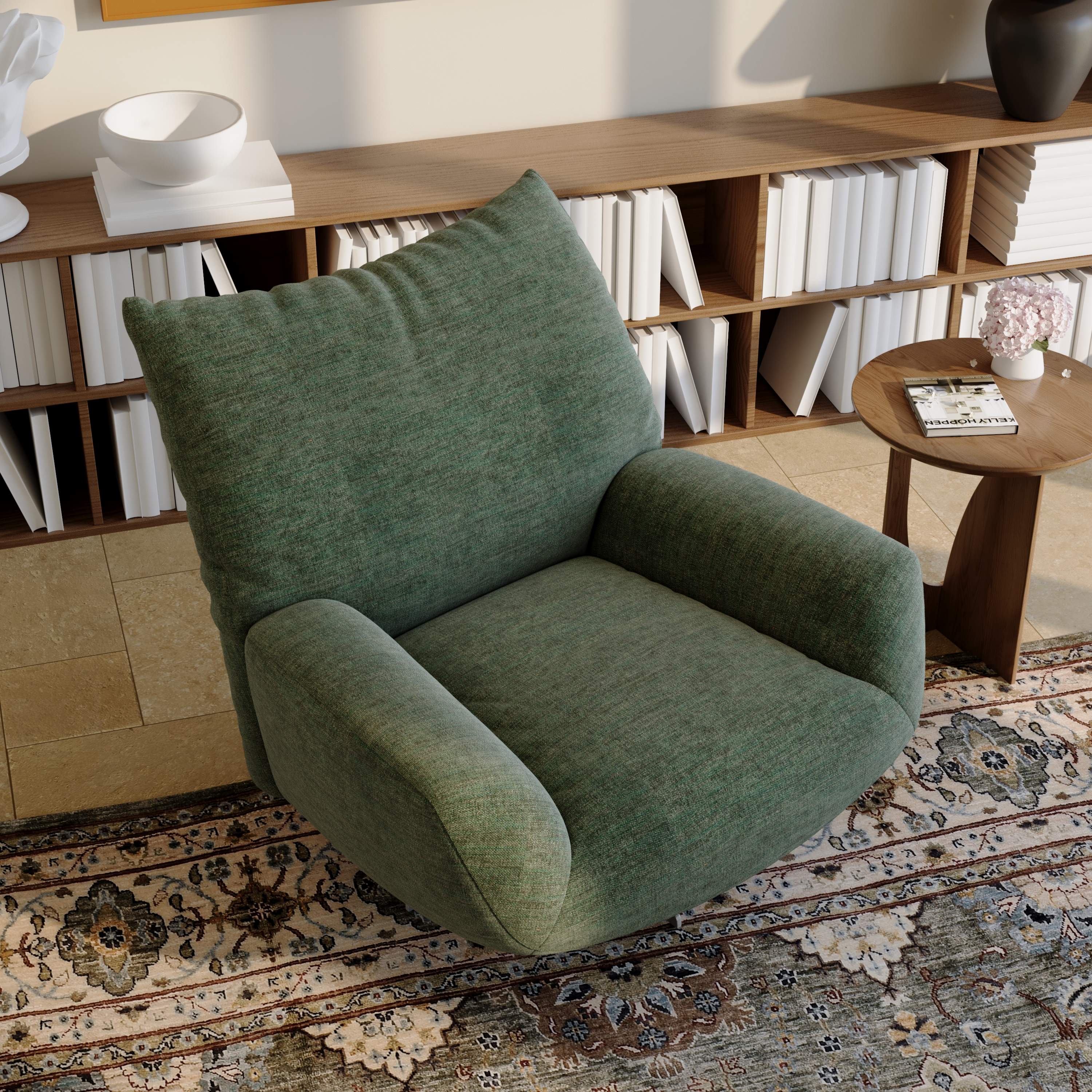 Living Room Green Cotton and Linen Accent Chairs