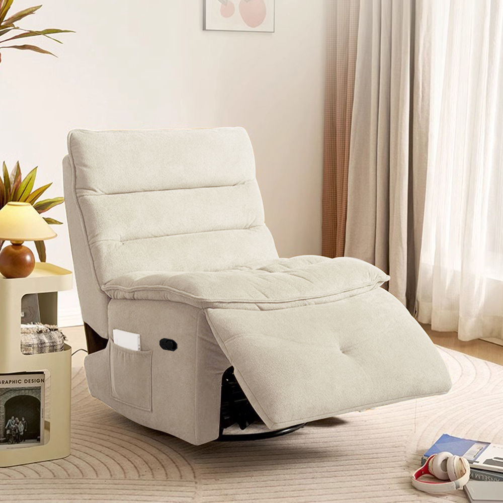 Single Seat Beige Chenille Accent Chairs