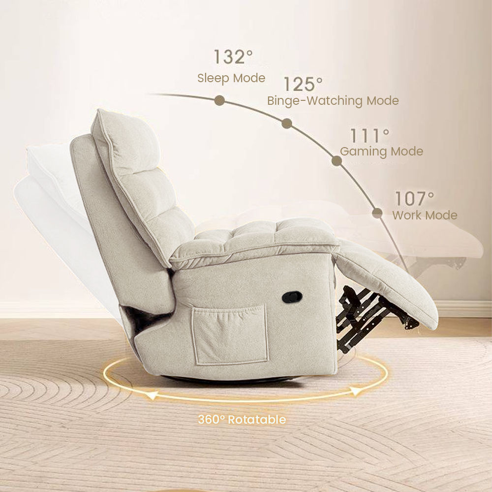 Living Room Beige Chenille Accent Chairs