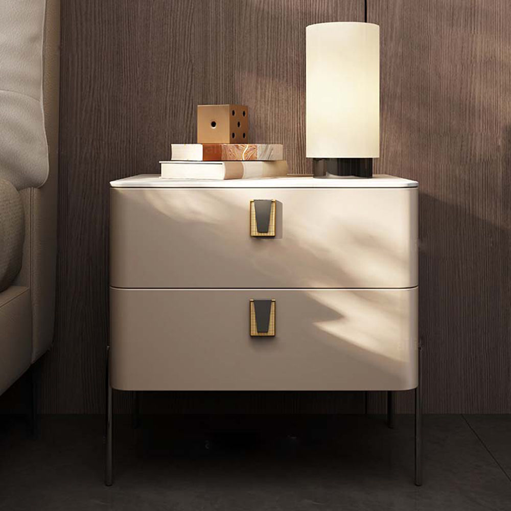 with Drawers Khaki MDF Nightstands