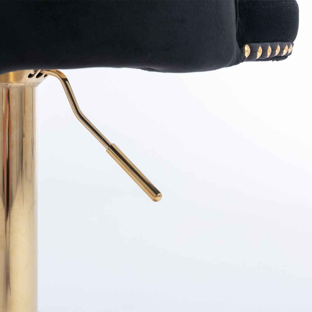 Partly Assemble Black & Gold Velvet+Foam Bar Stools