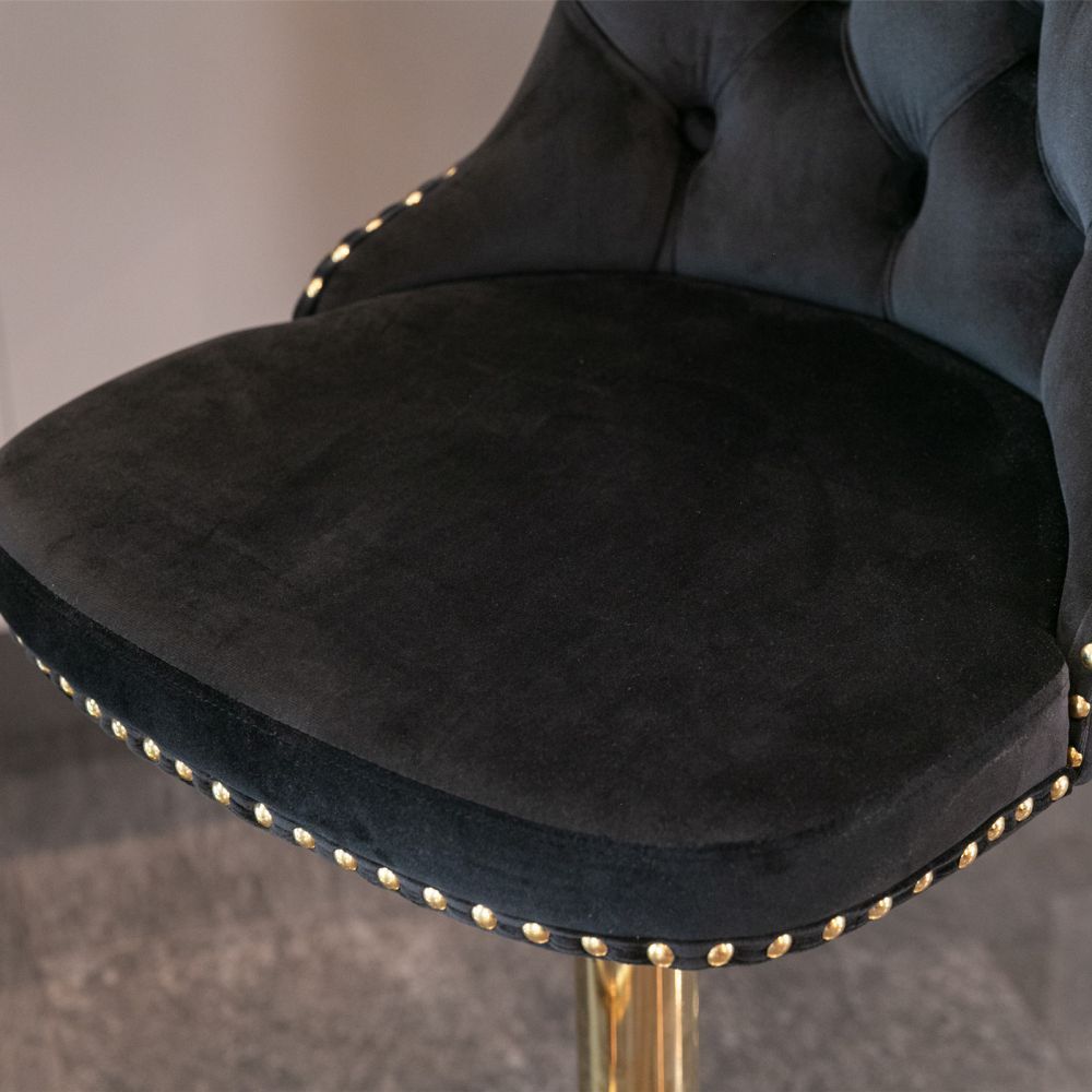 Metal Base Black & Gold Velvet+Foam Bar Stools