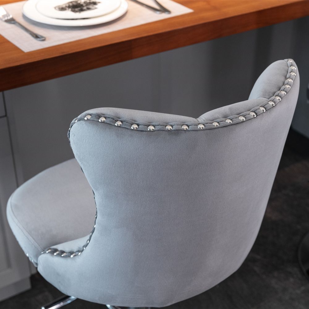 Metal Base Gray Velvet+Foam Bar Stools