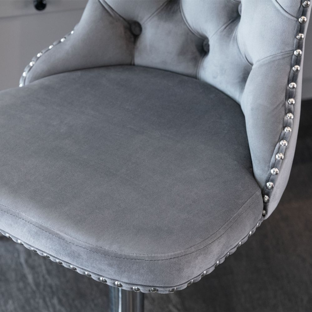 On the Ground Gray Velvet+Foam Bar Stools