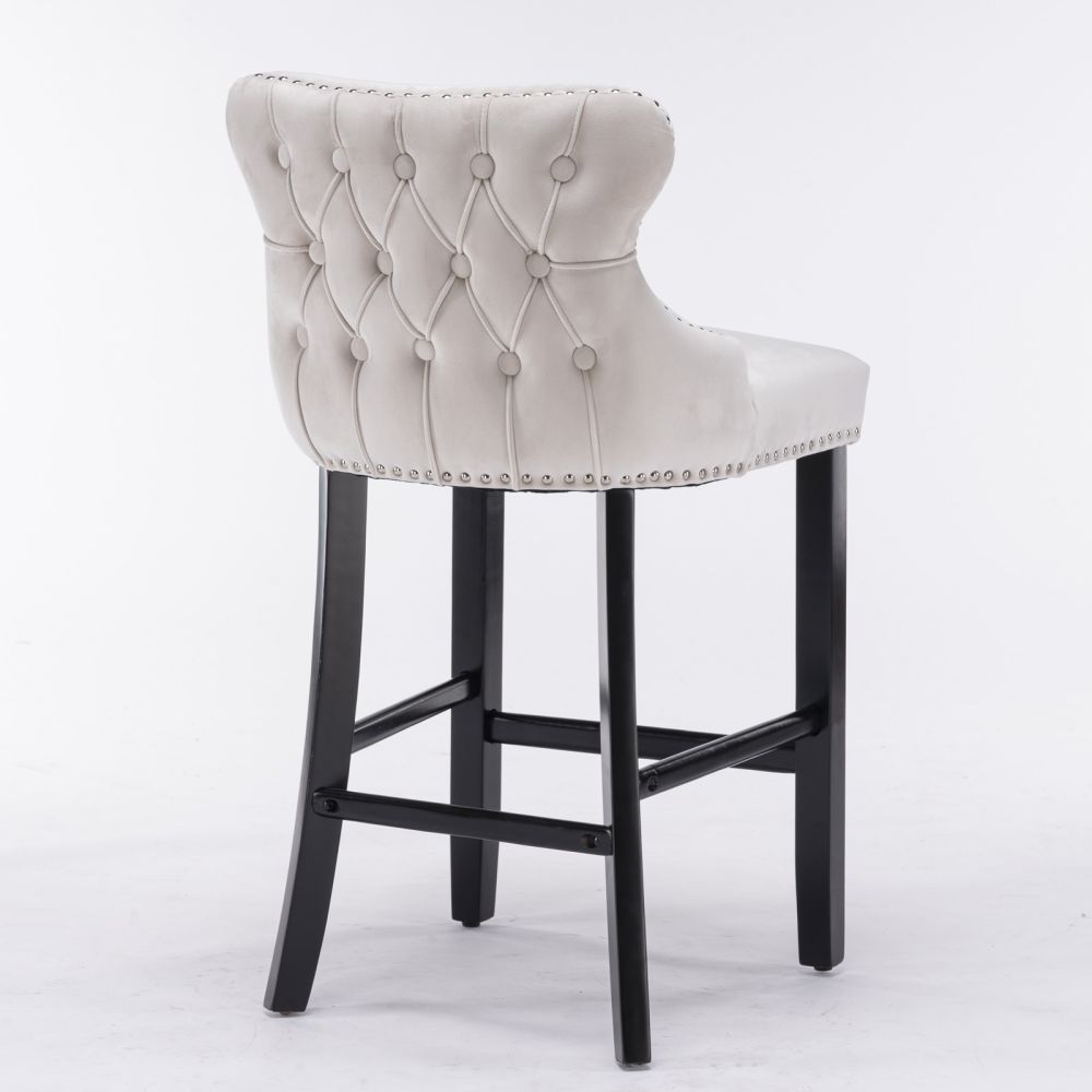 Modern Beige Velvet+Foam Bar Stools