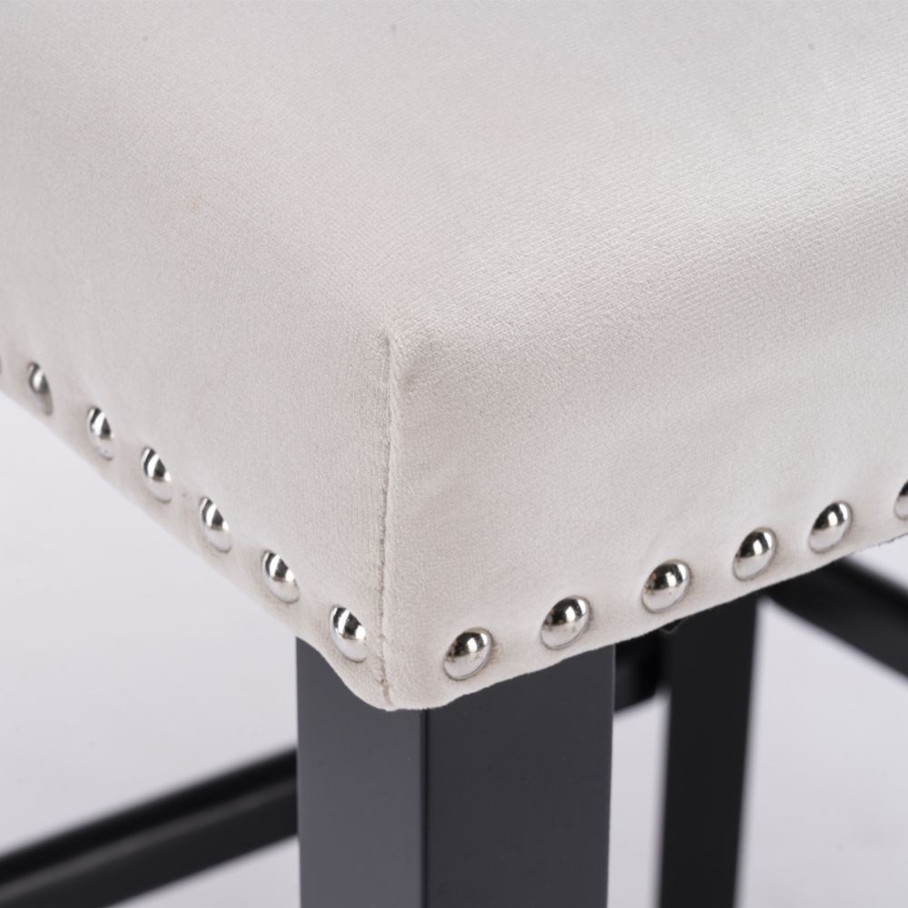Modern Beige Velvet+Foam Bar Stools